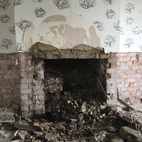 damp fireplace job